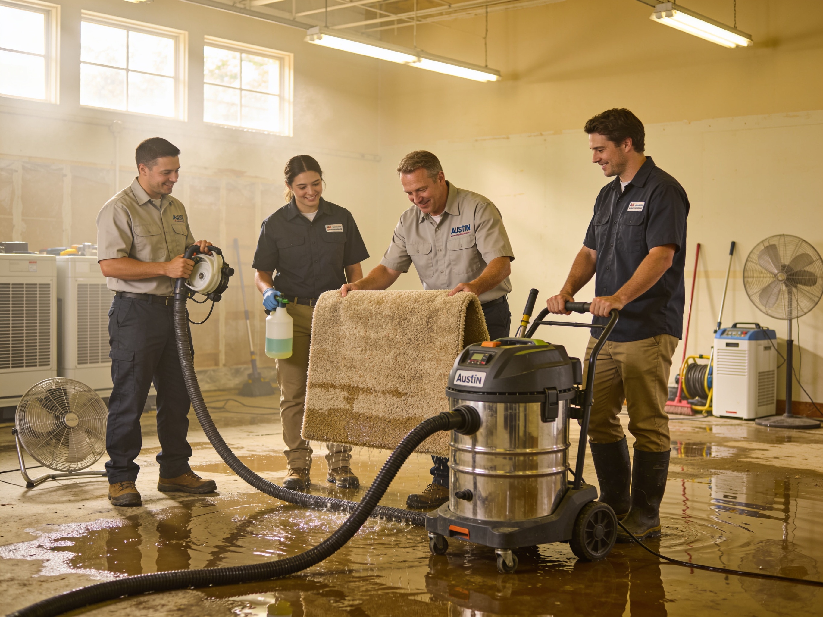 The Water Damage Austin Texas team at work in Austin